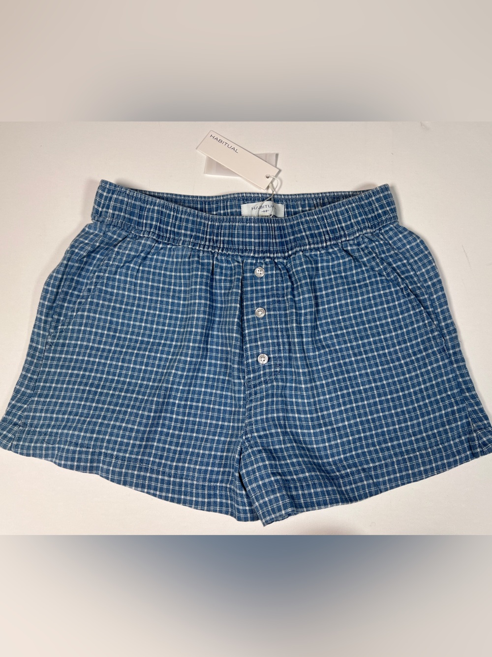 NWT Habitual Checkered Boxer Shorts Blue and White size 2